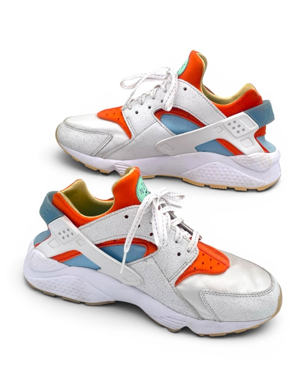 Nike Air Huarache White Orange Blue Men’s Size 9 Sneakers EU 42.5 - Picture 4 of 12
